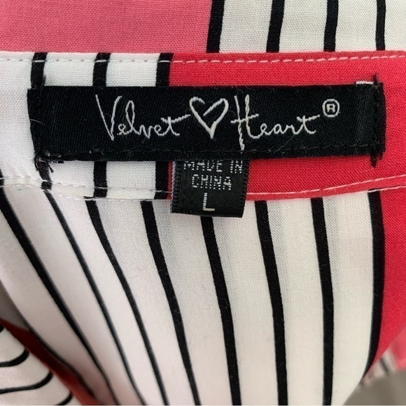 VELVET Heart white and pink Striped button down blouse long sleeve top Size L - Picture 6 of 10